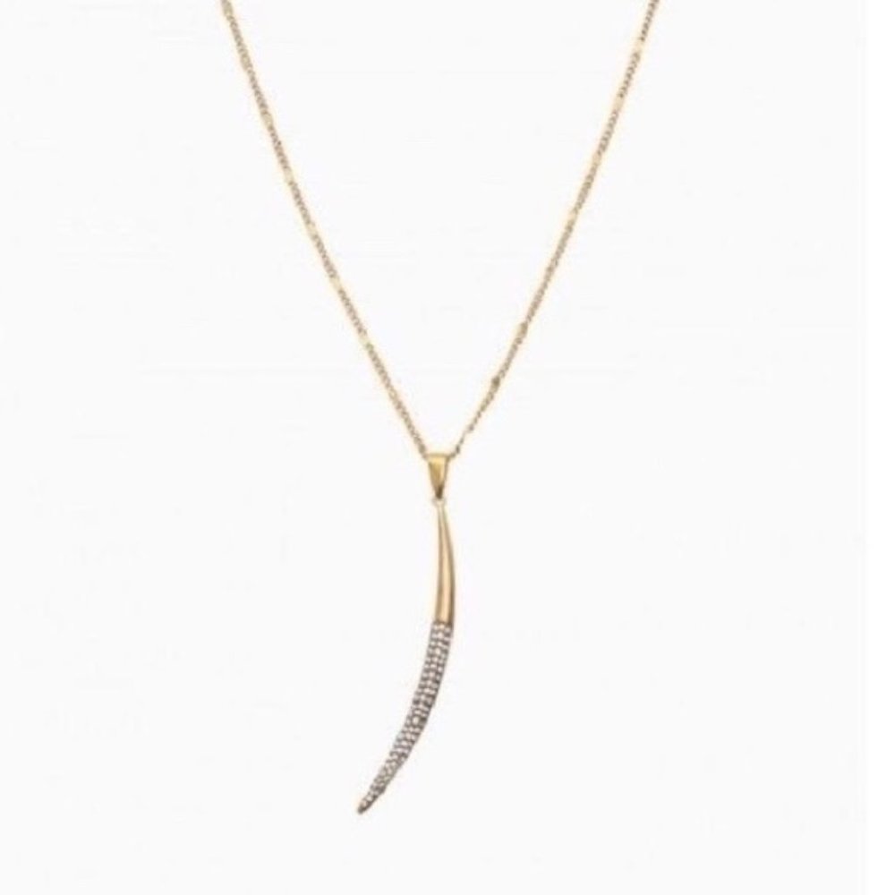Stella & Dot | Delicate Pavé New Moon Necklace Long Pendant Layering Nec…